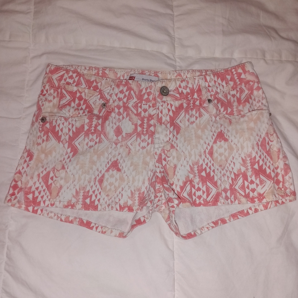 Levi's Women's Patterned Shorts - Pink and Cream